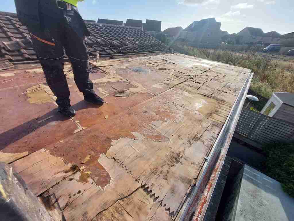 Flat roof damaged